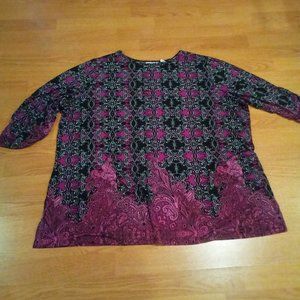 Susan Graver top pink and black top size 3X